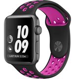 Curea iUni compatibila cu Apple Watch 1/2/3/4/5/6/7, 40mm, Silicon Sport, Negru/Roz